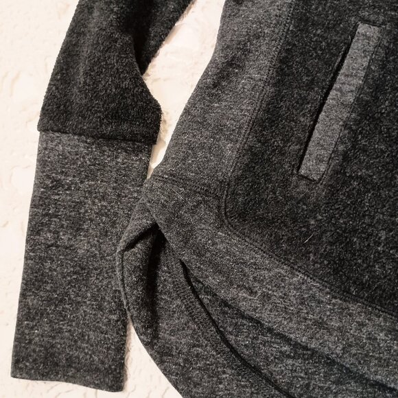 Alo Hoodie Sweatshirt Gray Pullover Fur Lined Hood Kangaroo Pocket Large Women L - Picture 3 of 11